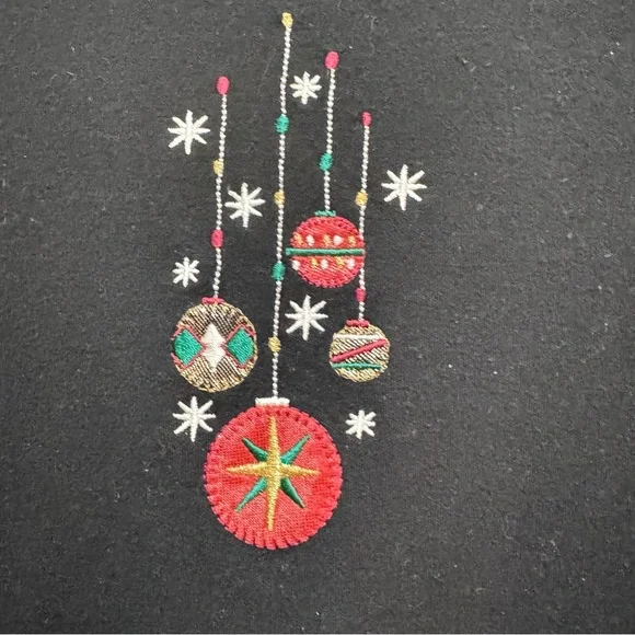 M&C Sportswear - Black Holiday Christmas Ornaments Embroidery- Size M - Picture 5 of 6